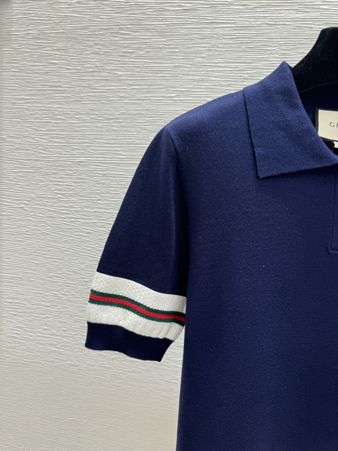 🆕G家🆕 春夏新款 撞色条纹翻领针织短袖颜色：宝蓝尺码：36.38.40