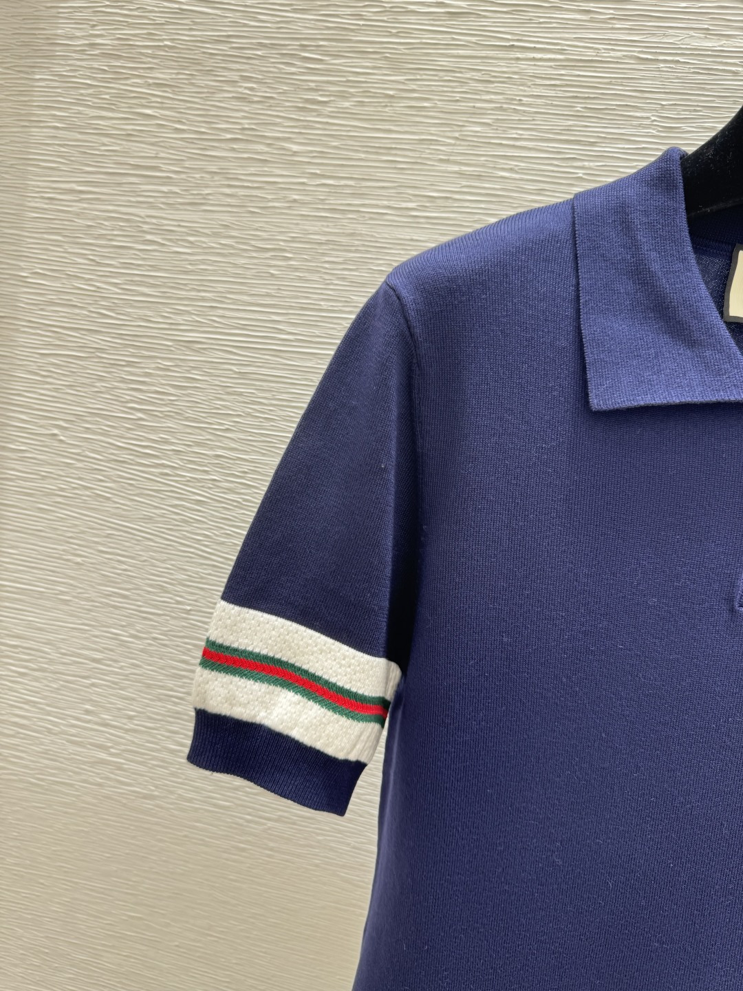 🆕G家🆕 春夏新款 撞色条纹翻领针织短袖裙颜色：宝蓝尺码：36.38.40