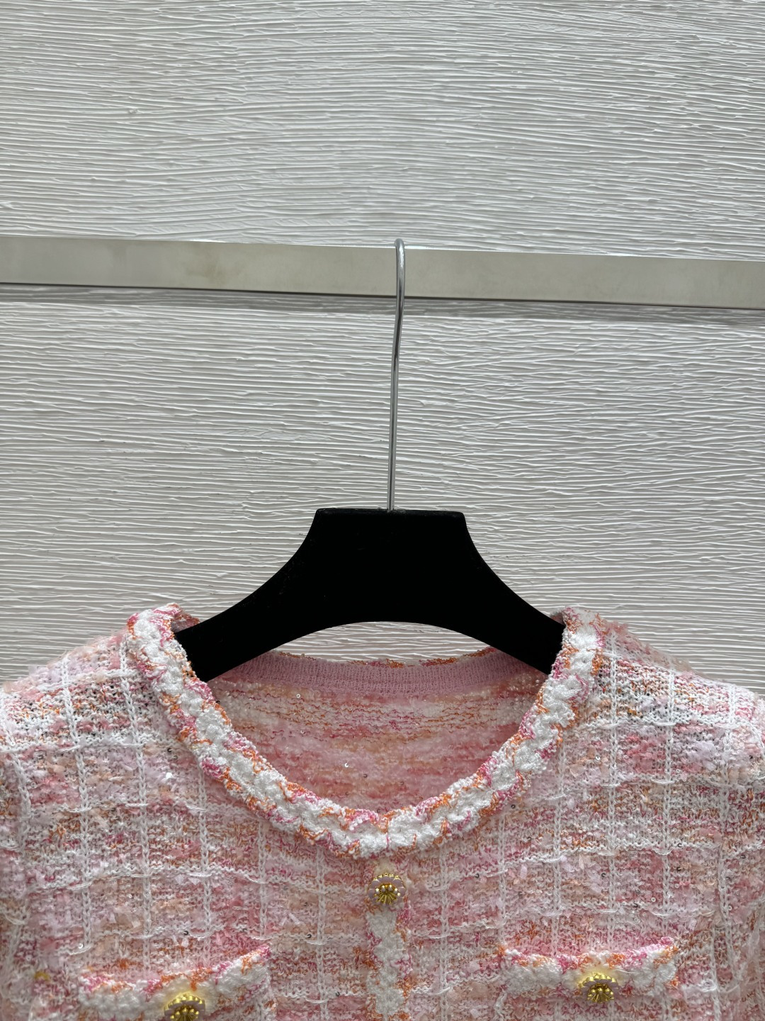 🆕CH家🆕 春夏新款 纯色简约圆领针织短袖开衫颜色：粉色尺码：36.38.40