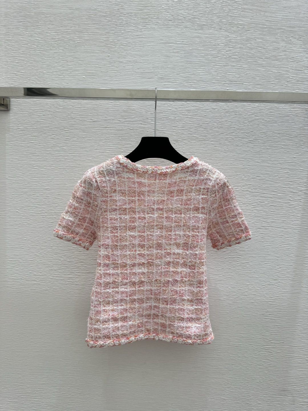 🆕CH家🆕 春夏新款 纯色简约圆领针织短袖开衫颜色：粉色尺码：36.38.40