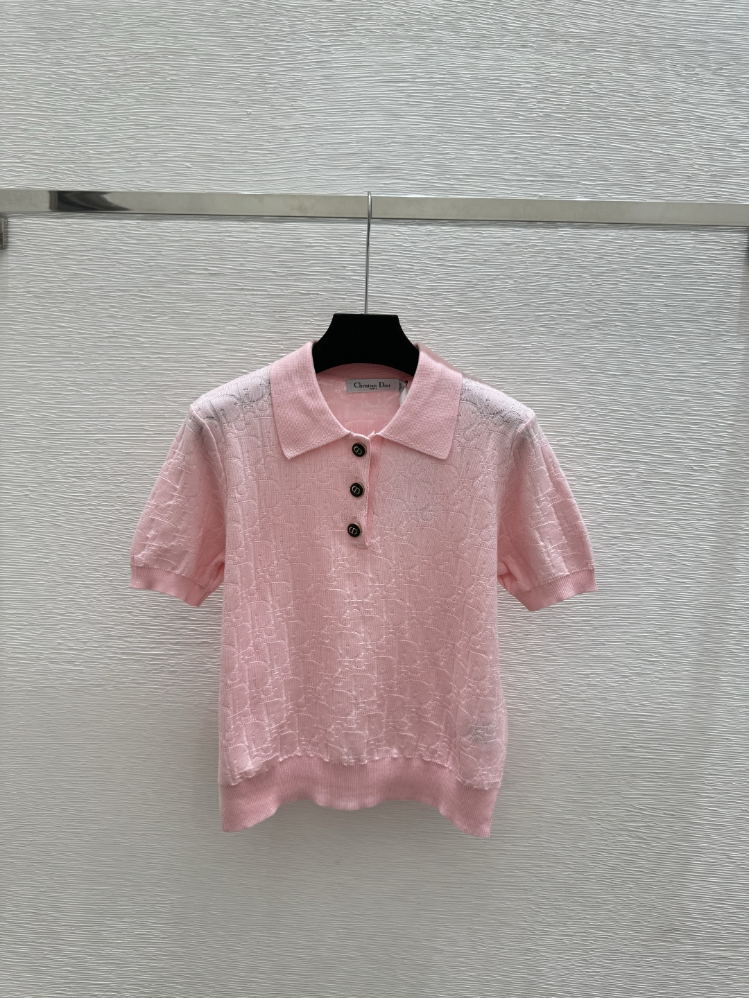 🆕D家🆕 春夏新款 纯色老花字母翻领针织短袖颜色：白色 粉色 蓝色尺码：36.38.40