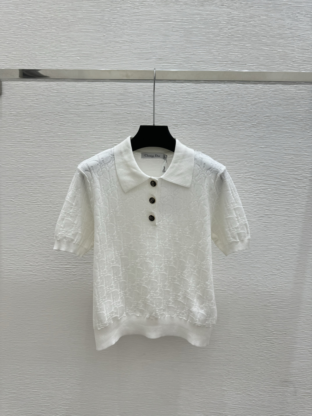 🆕D家🆕 春夏新款 纯色老花字母翻领针织短袖颜色：白色 粉色 蓝色尺码：36.38.40