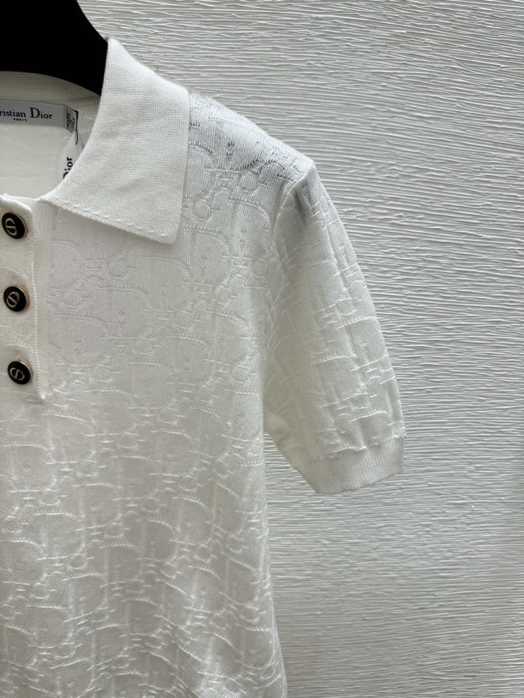 🆕D家🆕 春夏新款 纯色老花字母翻领针织短袖颜色：白色 粉色 蓝色尺码：36.38.40