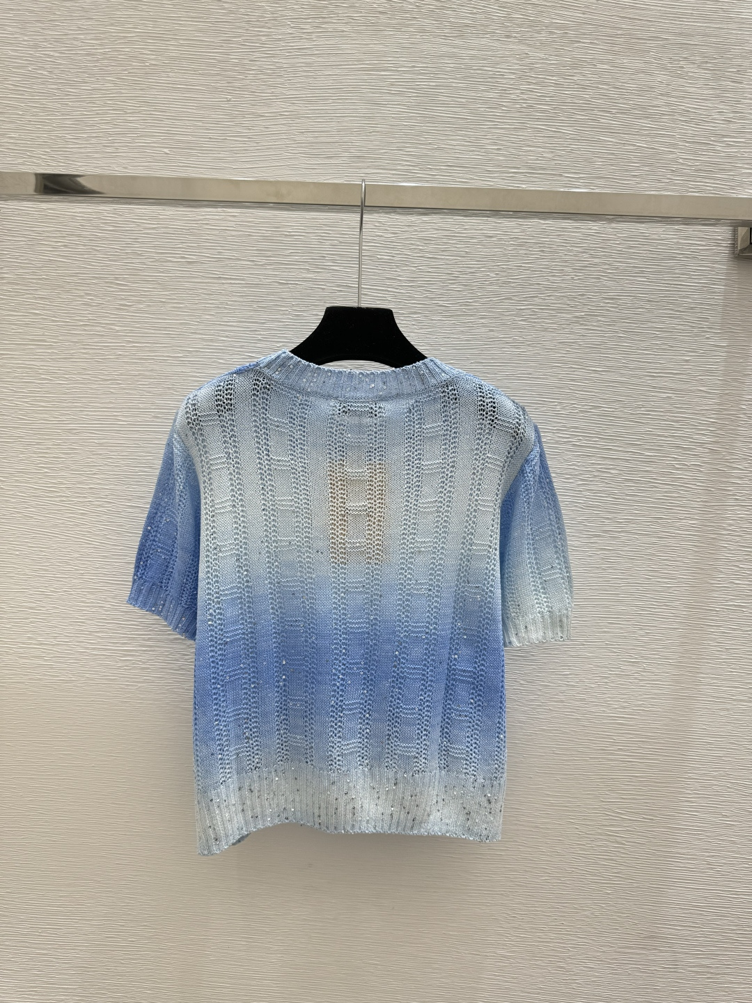 🆕M家🆕 春夏新款 撞色简约镂空珠片圆领针织短袖颜色：黄色 蓝色尺码：36.38.40