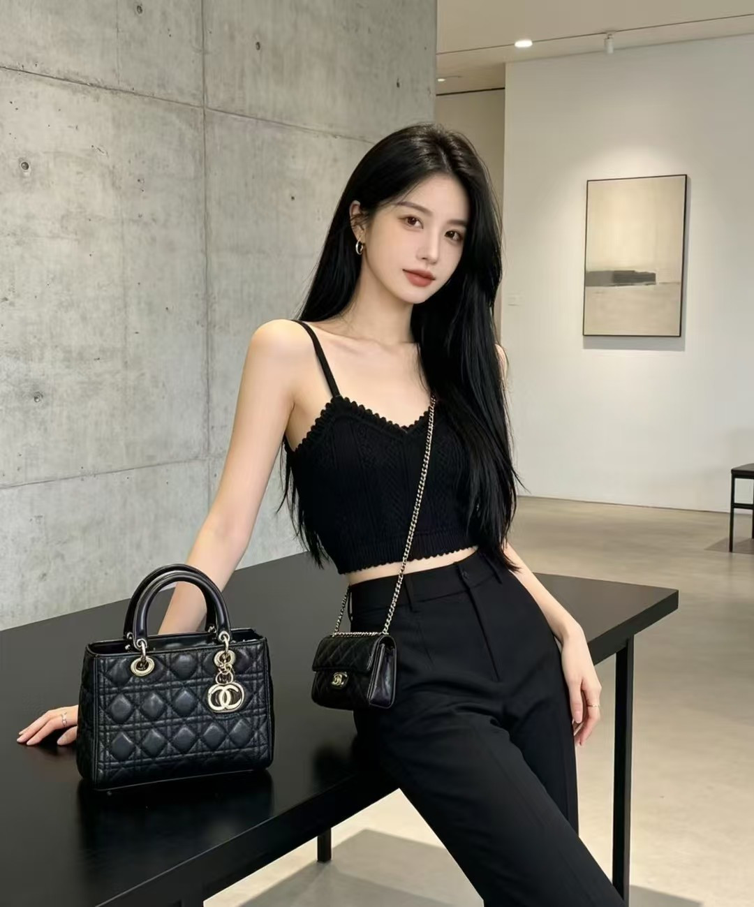 🆕P家🆕 春夏新款 纯色镂空针织吊带颜色：白色 黑色尺码：36.38.40