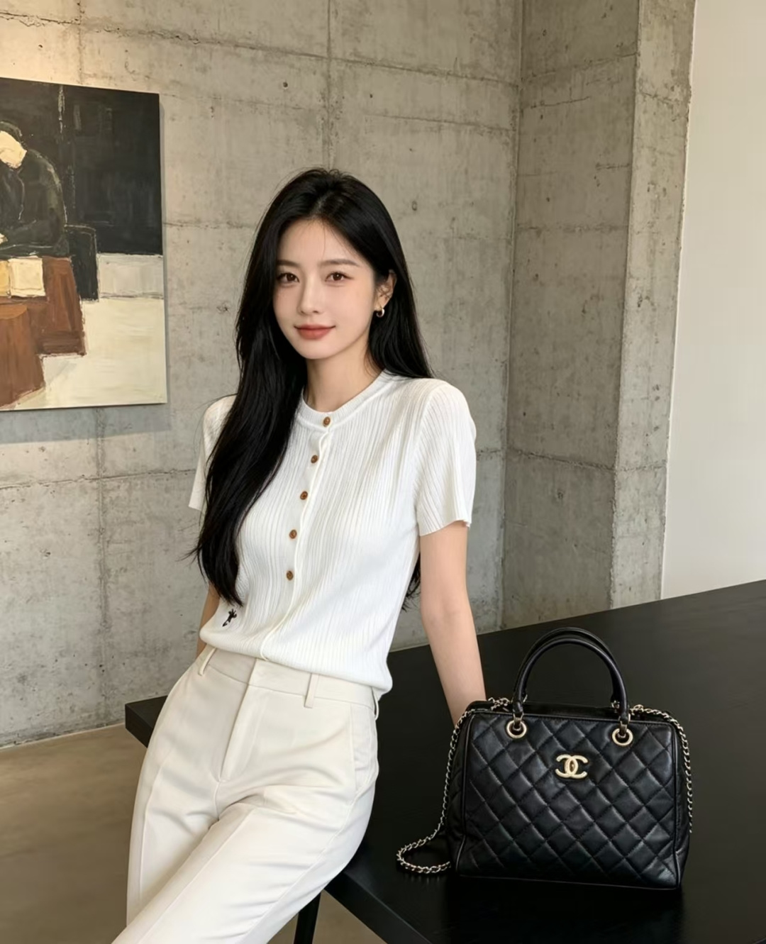 🆕D家🆕 春夏新款 纯色简约圆领针织短袖颜色：白色 杏色尺码：36.38.40