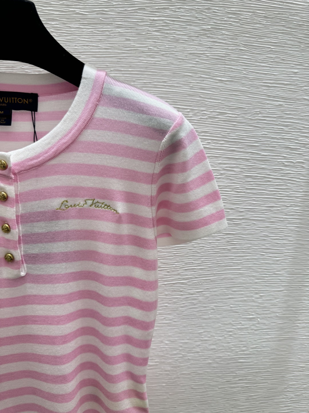 🆕L家🆕 春夏新款 撞色条纹圆领针织短袖颜色：粉色 蓝色 宝蓝尺码：36.38.40