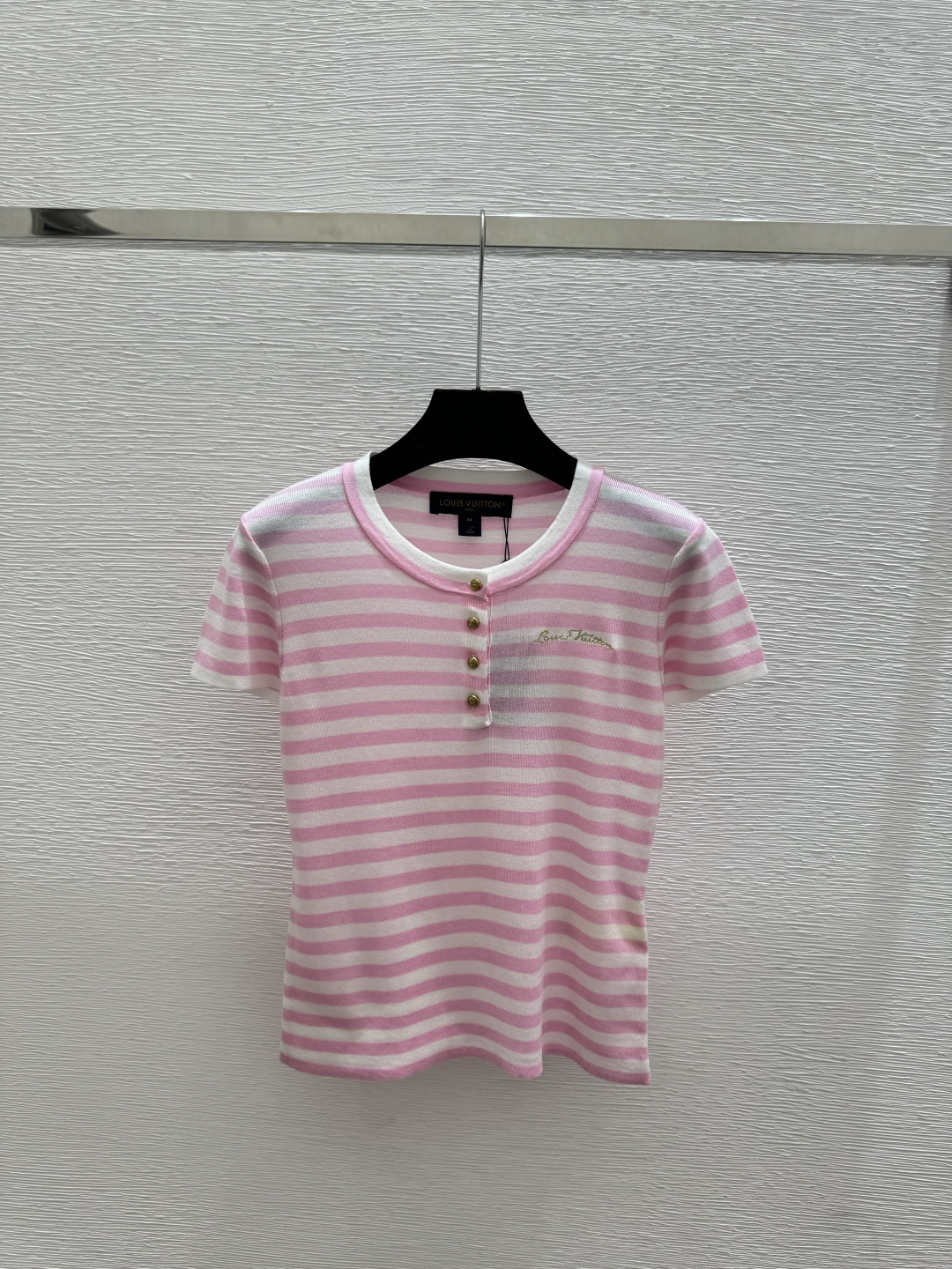 🆕L家🆕 春夏新款 撞色条纹圆领针织短袖颜色：粉色 蓝色 宝蓝尺码：36.38.40