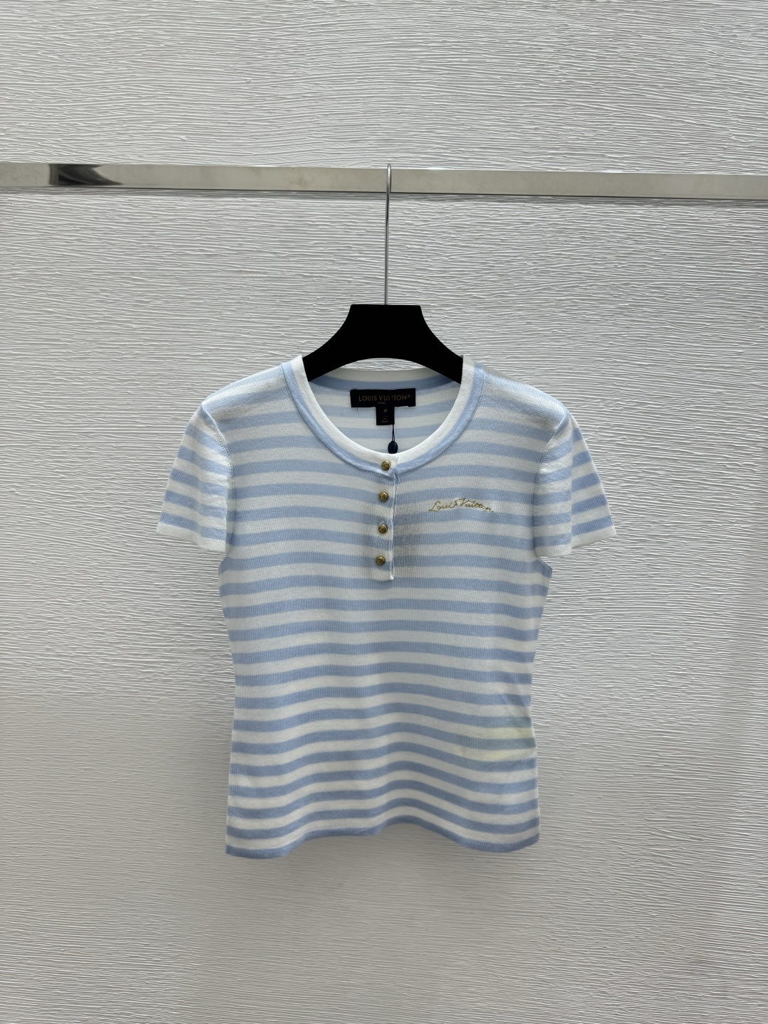 🆕L家🆕 春夏新款 撞色条纹圆领针织短袖颜色：粉色 蓝色 宝蓝尺码：36.38.40