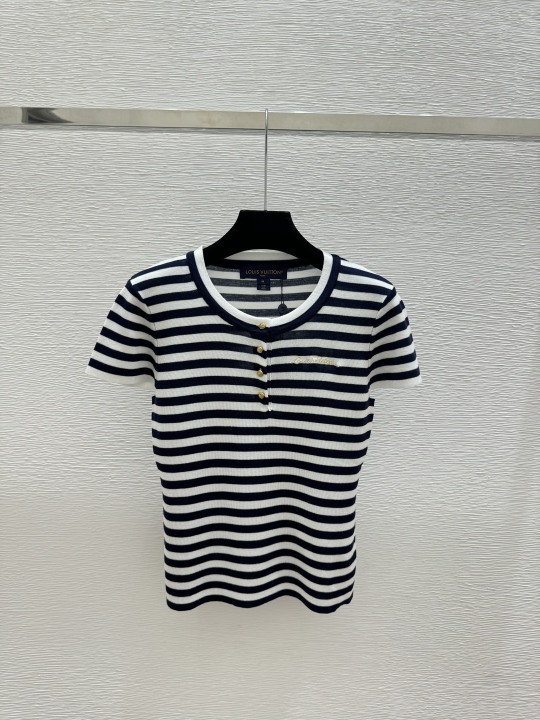 🆕L家🆕 春夏新款 撞色条纹圆领针织短袖颜色：粉色 蓝色 宝蓝尺码：36.38.40