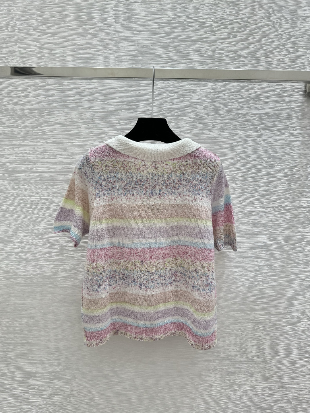 🆕LO家🆕 春夏新款 撞色条纹翻领针织短袖颜色：粉色尺码：36.38.40