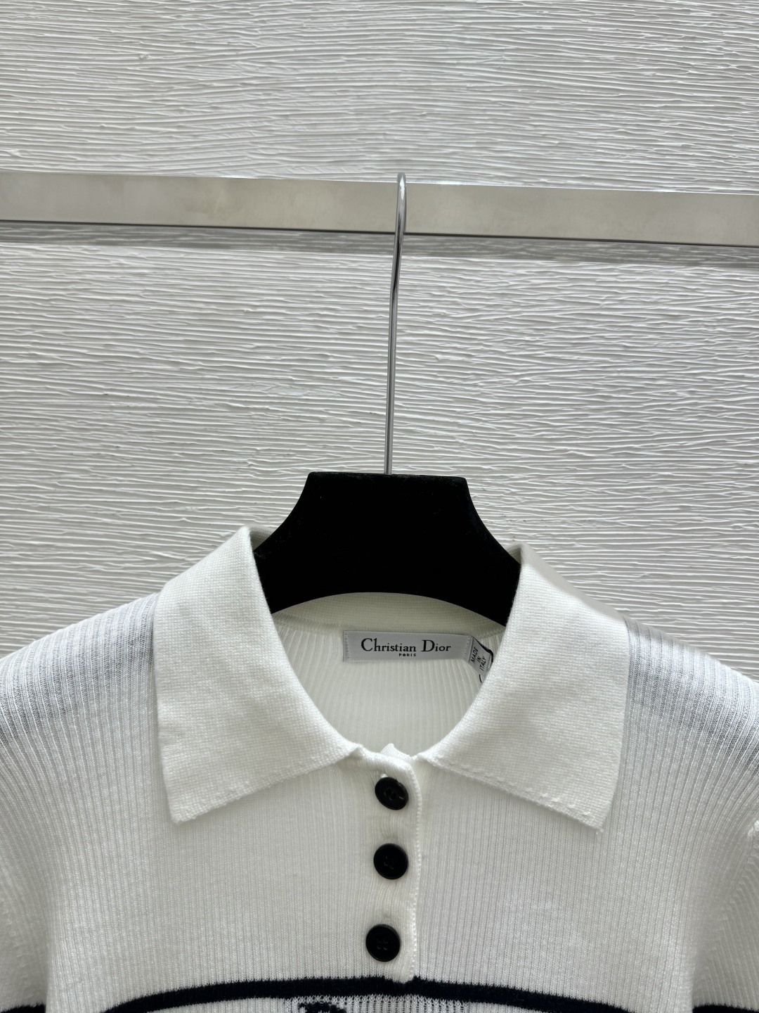 🆕D家🆕 春夏新款 撞色字母条纹翻领针织短袖颜色：白色 粉色 蓝色 宝蓝尺码：36.38.40