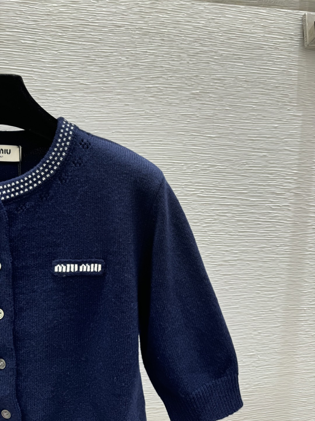 🆕M家🆕 春夏新款 纯色简约圆领针织短袖开衫颜色：宝蓝尺码：36.38.40