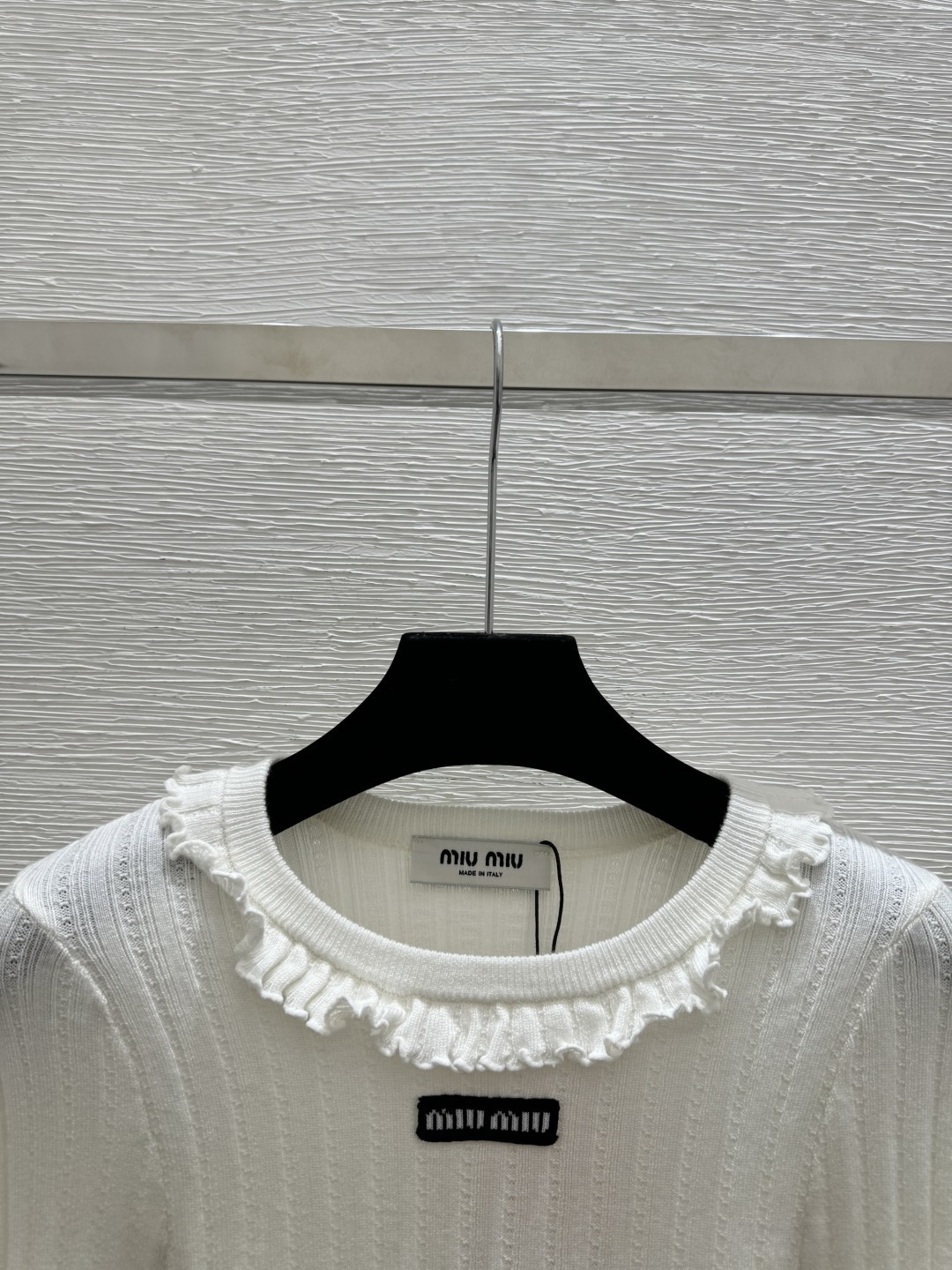 🆕M家🆕 春夏新款 纯色花边圆领针织长袖颜色：白色 尺码：36.38.40