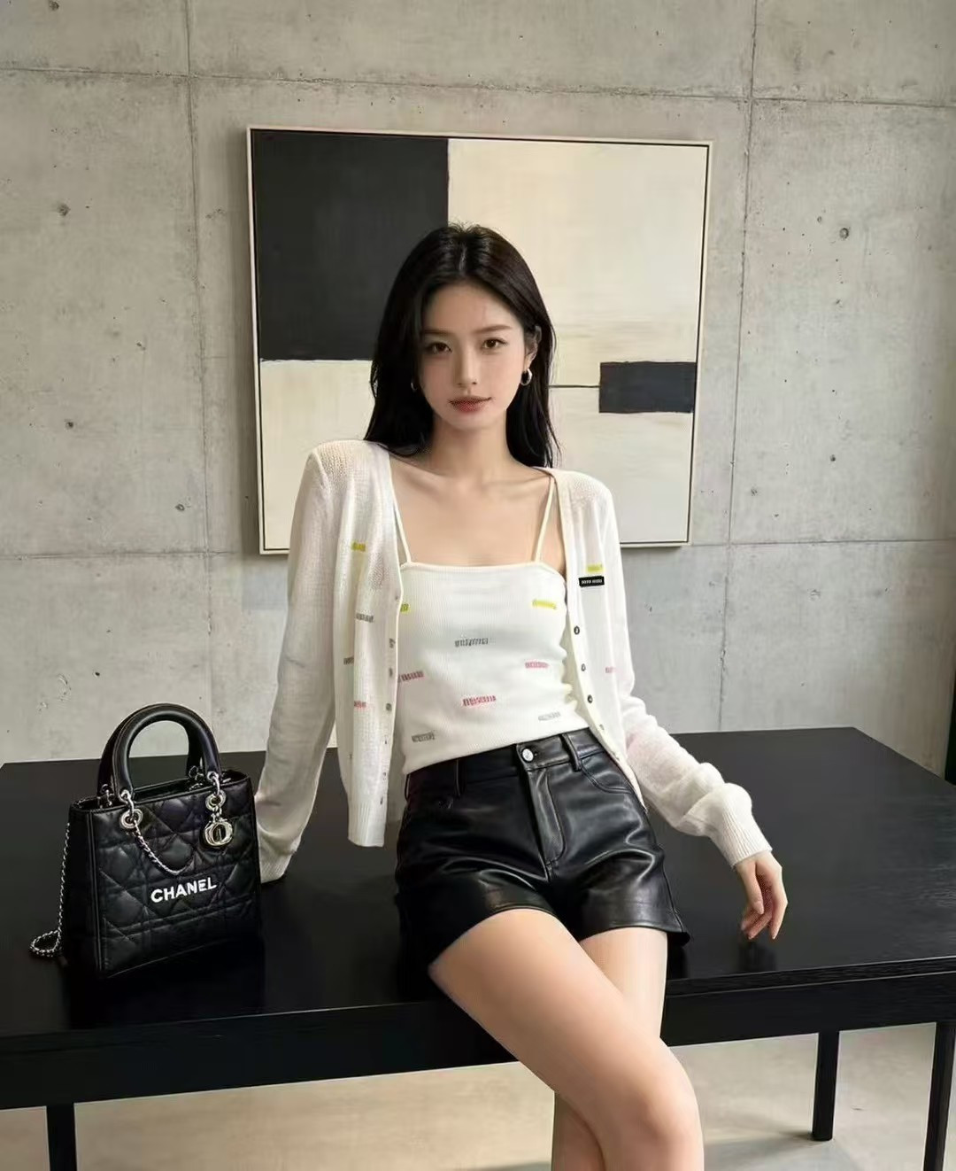 🆕M家🆕 春夏新款 撞色字母简约针织吊带两件套颜色：白色 粉色 黄色尺码：36.38.40