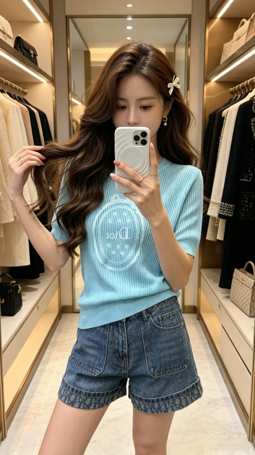 🆕D家🆕 春夏新款 撞色字母简约圆领针织短袖颜色：白色 蓝色 宝蓝尺码：36.38.40