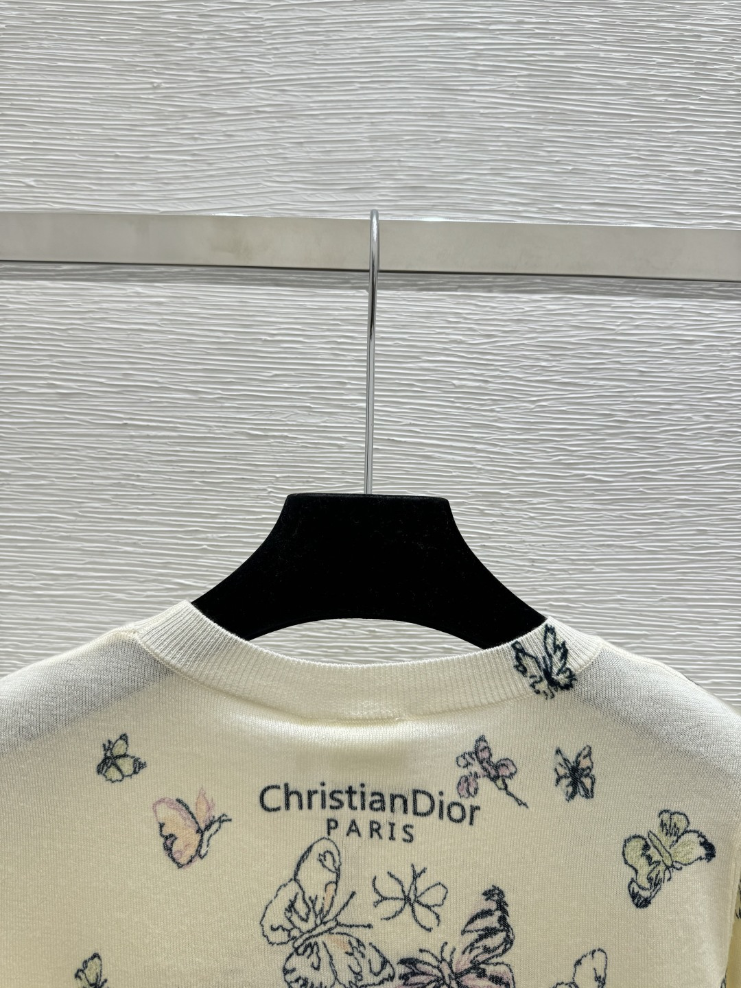 Dior D家 春夏新款 撞色蝴蝶圆领针织短袖