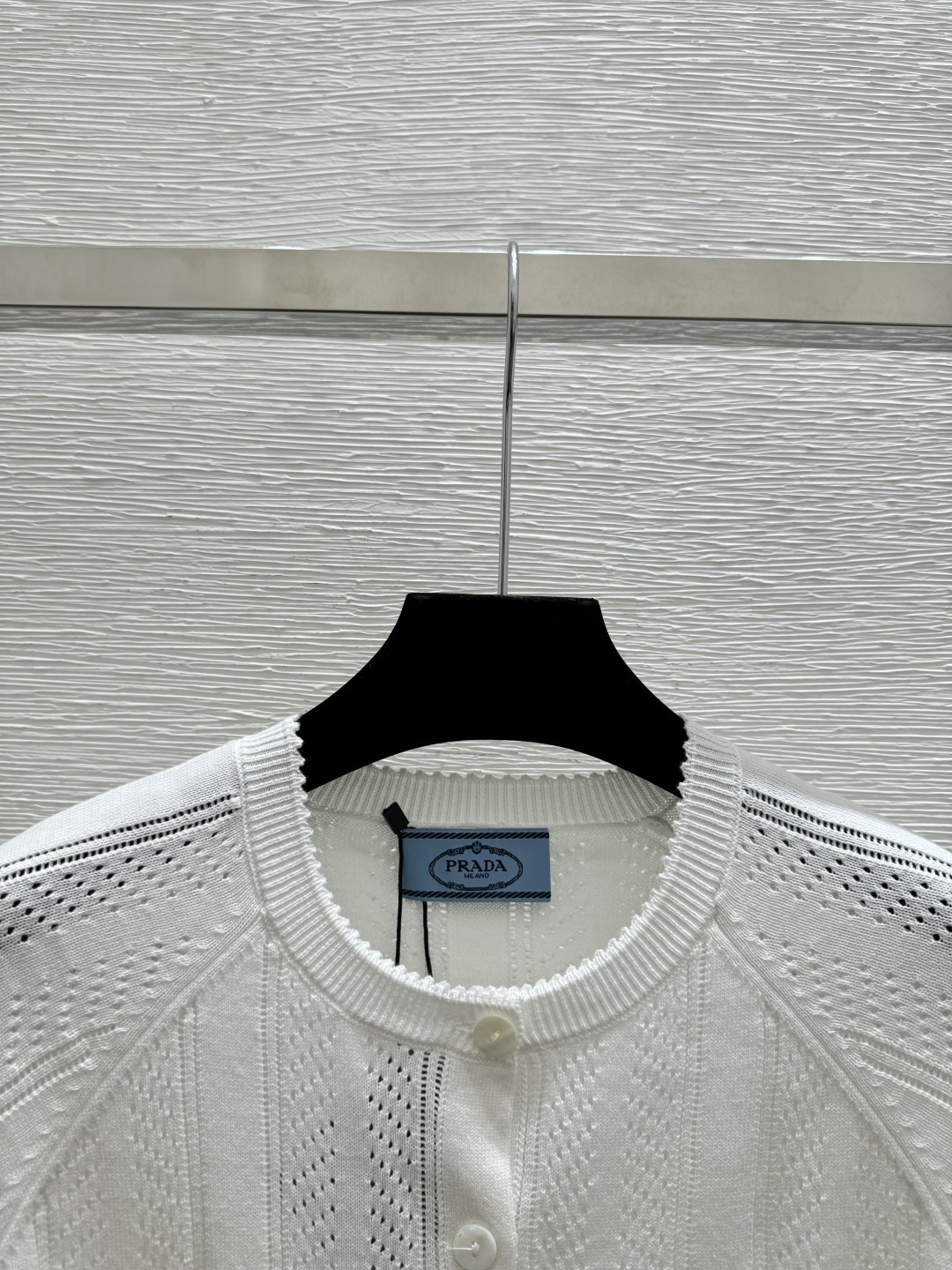 🆕家🆕 春夏新款 纯色镂空简约圆领针织短袖开衫颜色：白色 尺码：36.38.40