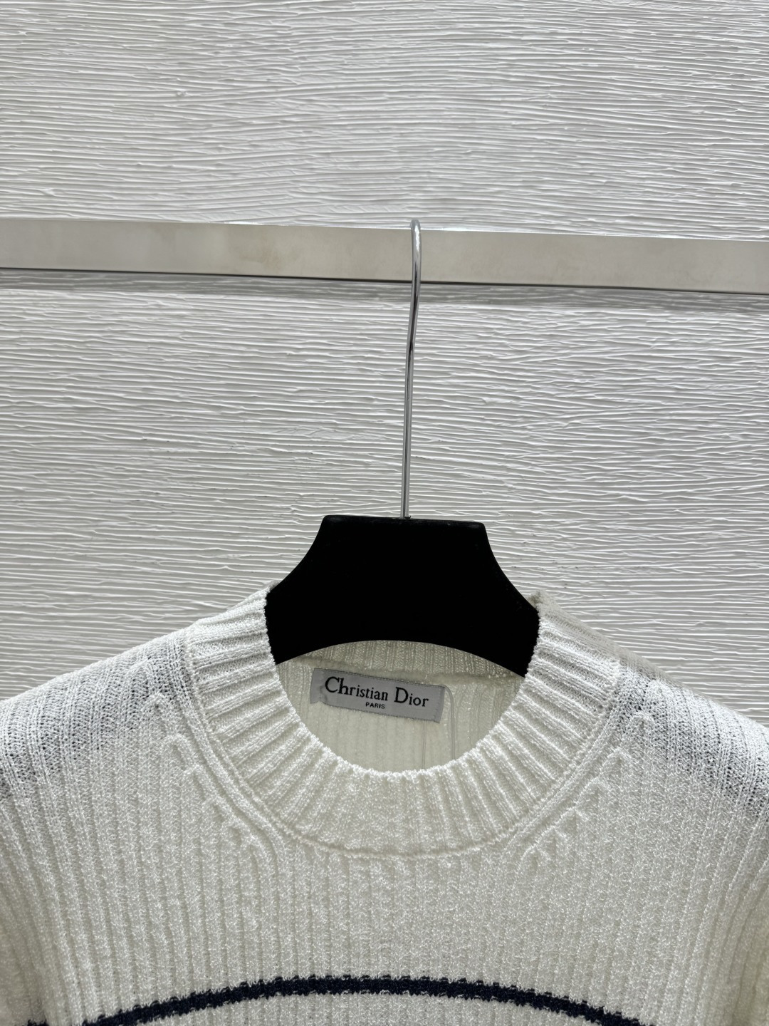 🆕D家🆕 春夏新款 撞色条纹字母圆领针织短袖颜色：白色 蓝色 宝蓝尺码：36.38.40