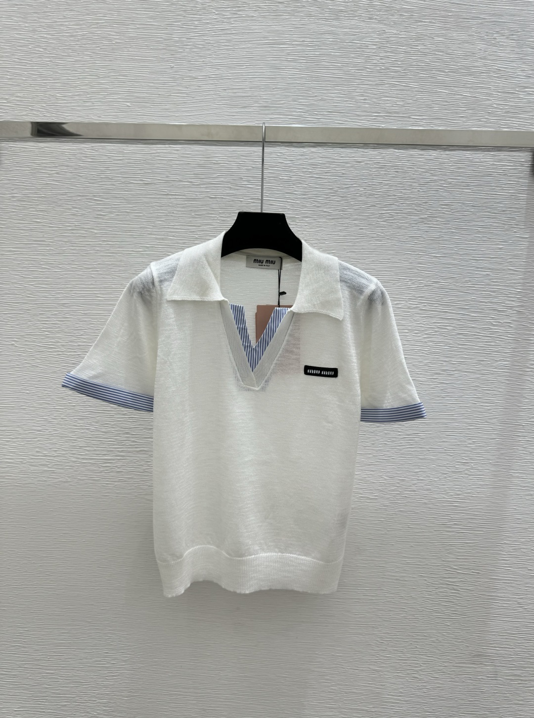 🆕M家🆕 春夏新款 撞色翻领针织短袖颜色：白色 灰色尺码：36.38.40