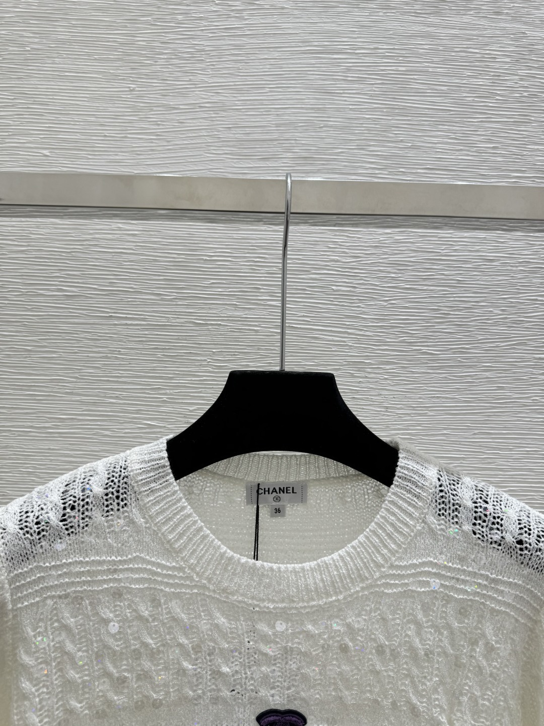 🆕CH家🆕 春夏新款 纯色珠片镂空圆领针织 短袖颜色：白色 黄色 蓝色尺码：36.38.40