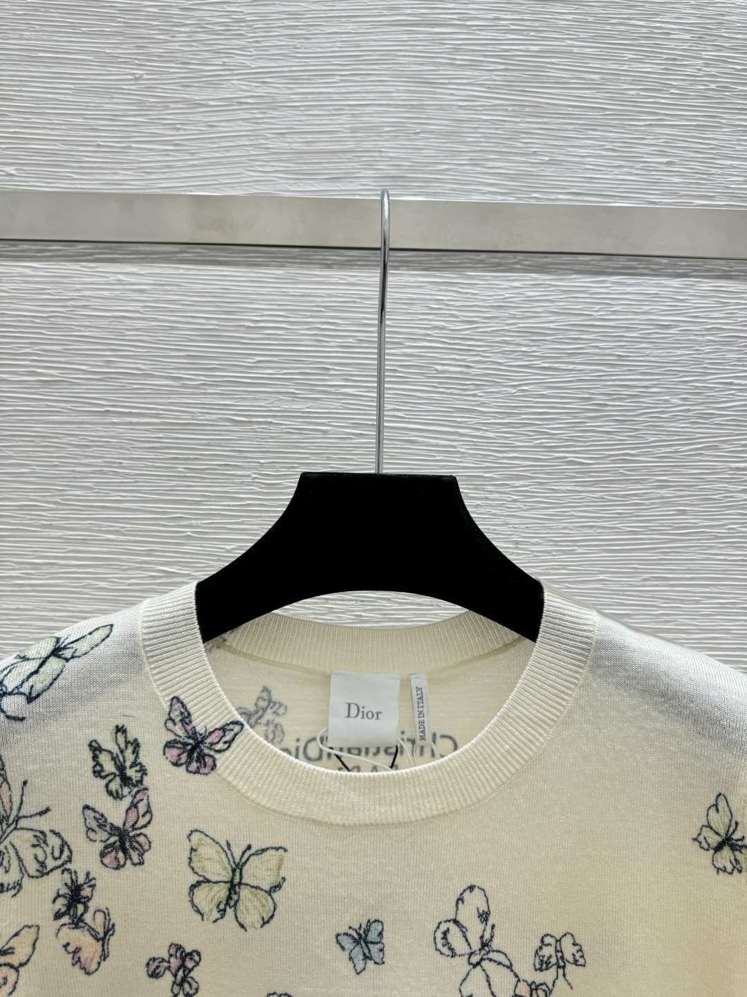 Dior D家 春夏新款 撞色蝴蝶圆领针织短袖