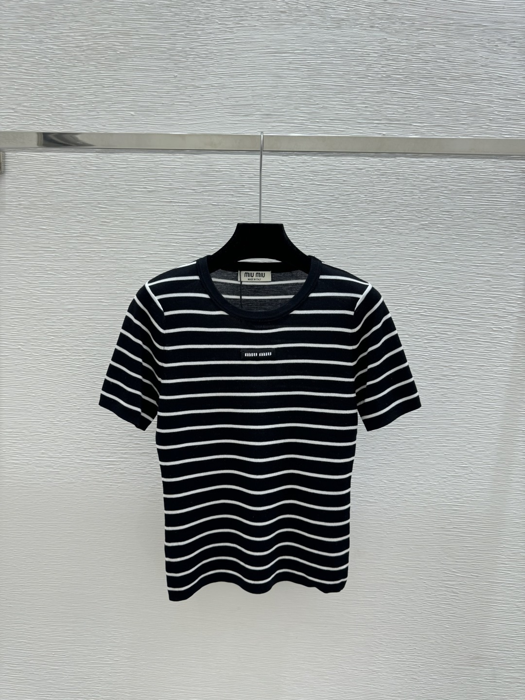 🆕M家🆕 春夏新款 撞色条纹圆领针织短袖颜色：白色 黑色尺码：36.38.40