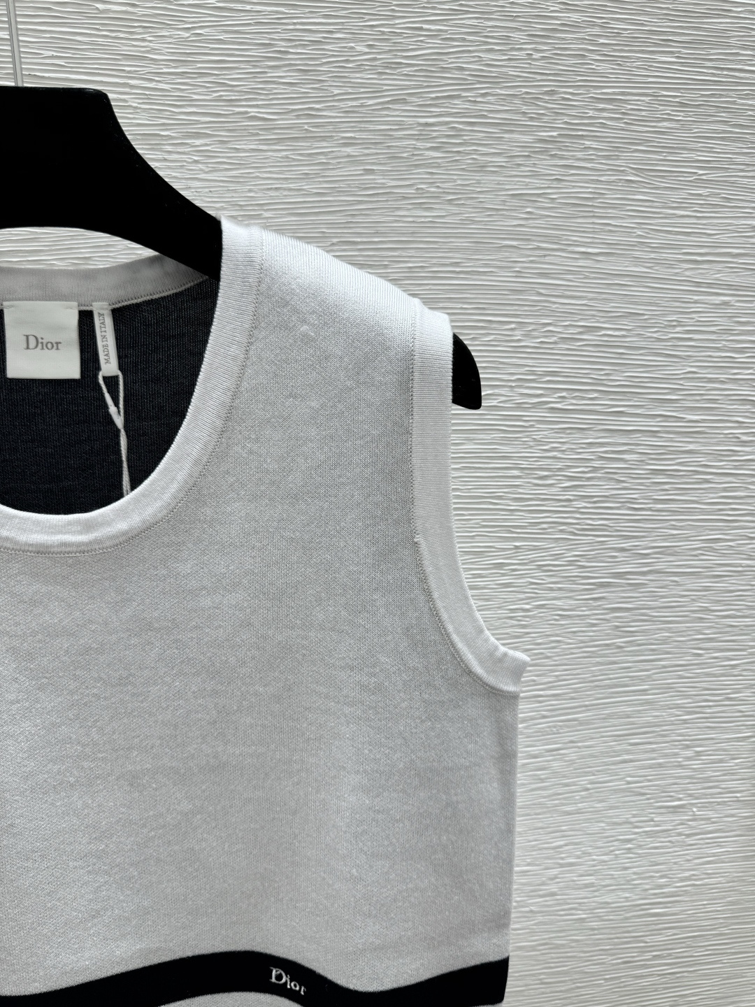 🆕D家🆕 春夏新款 撞色条纹圆领针织背心颜色：白色 宝蓝尺码：36.38.40