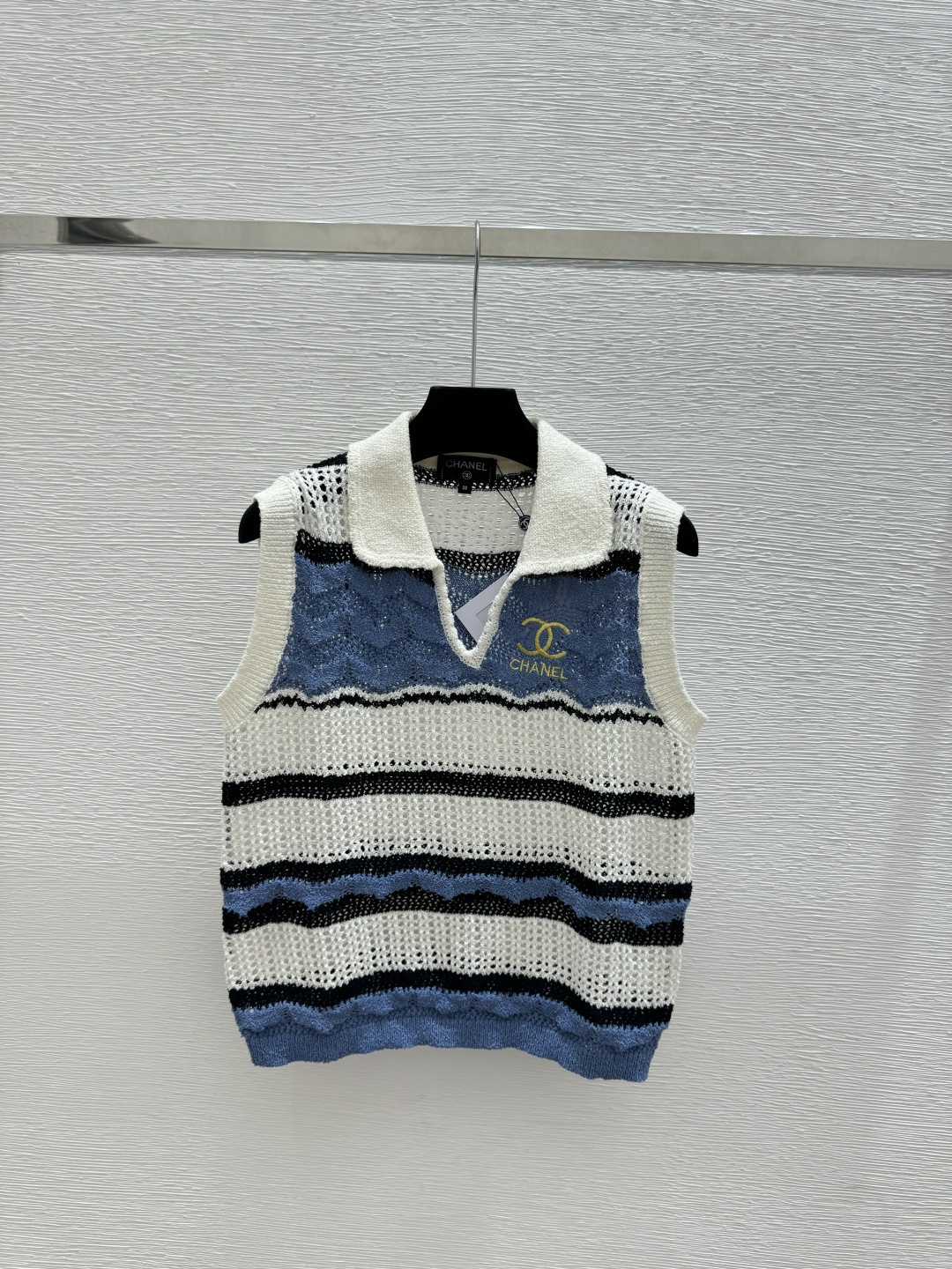 Chrome Hearts CH家 春夏新款 撞色条纹翻领镂空针织背心