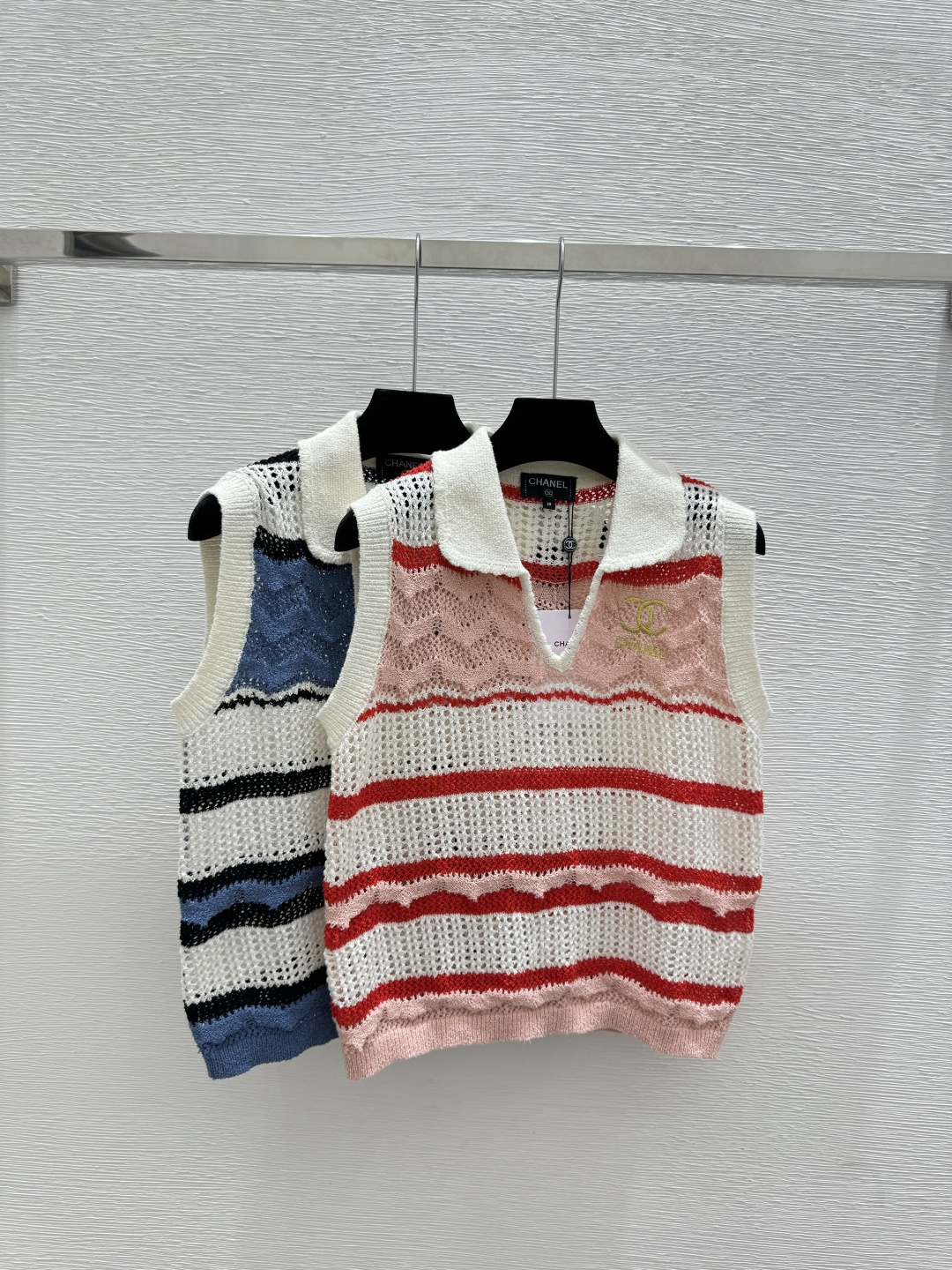 Chrome Hearts CH家 春夏新款 撞色条纹翻领镂空针织背心