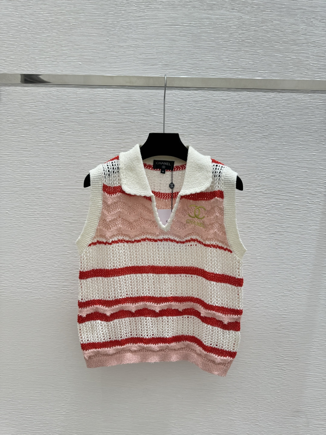 Chrome Hearts CH家 春夏新款 撞色条纹翻领镂空针织背心