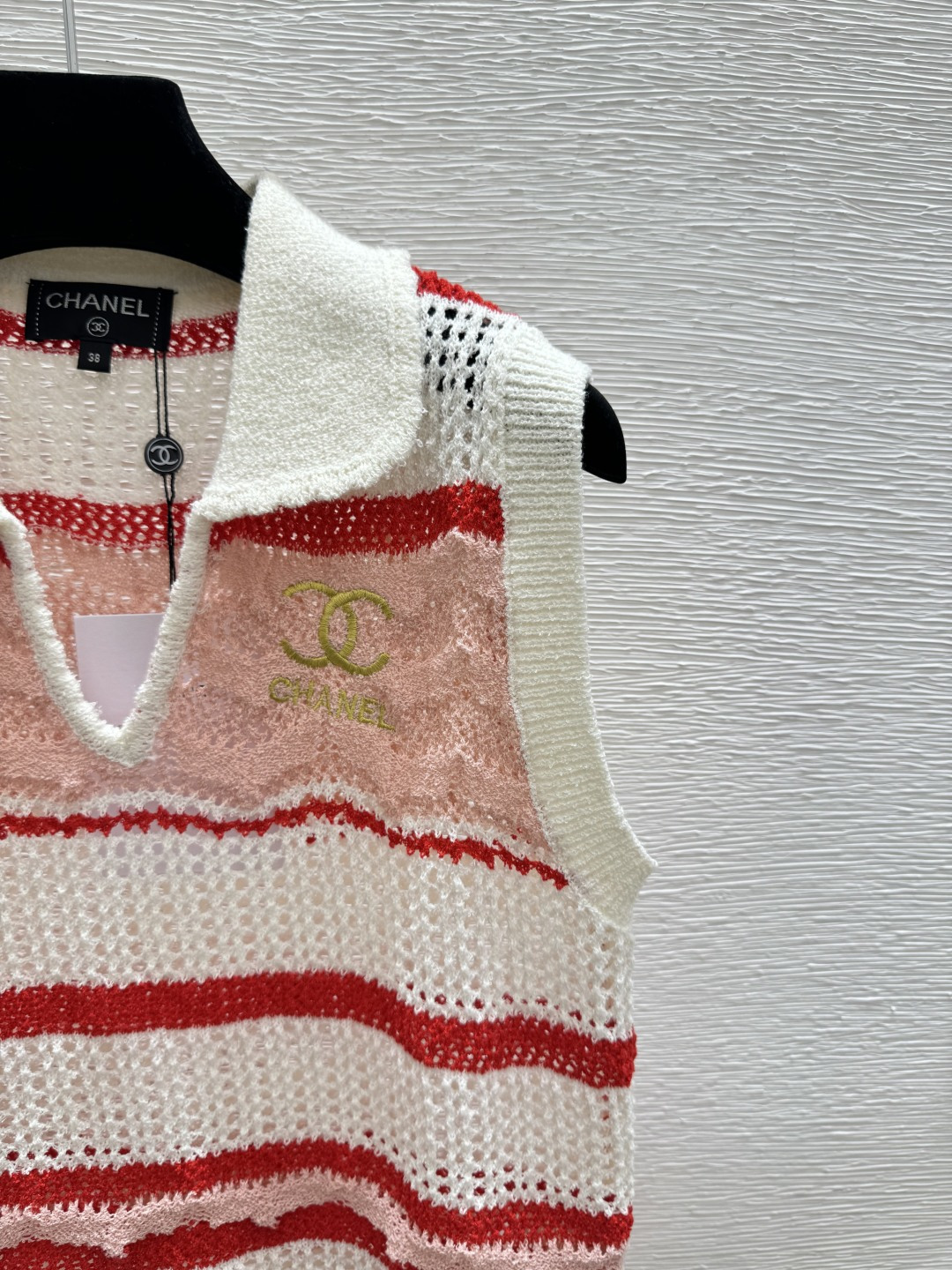 Chrome Hearts CH家 春夏新款 撞色条纹翻领镂空针织背心