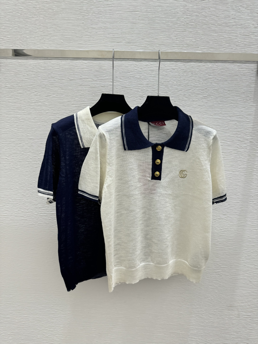 Gucci G家 春夏新款 撞色翻领简约针织短袖