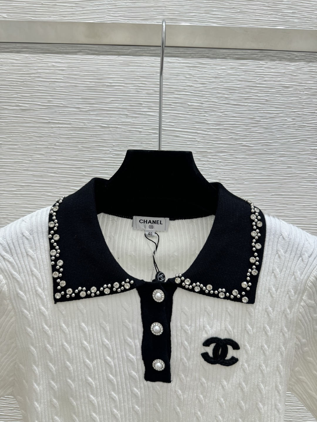 Chrome Hearts CH家 春夏新款 撞色钉珠翻领针织短袖