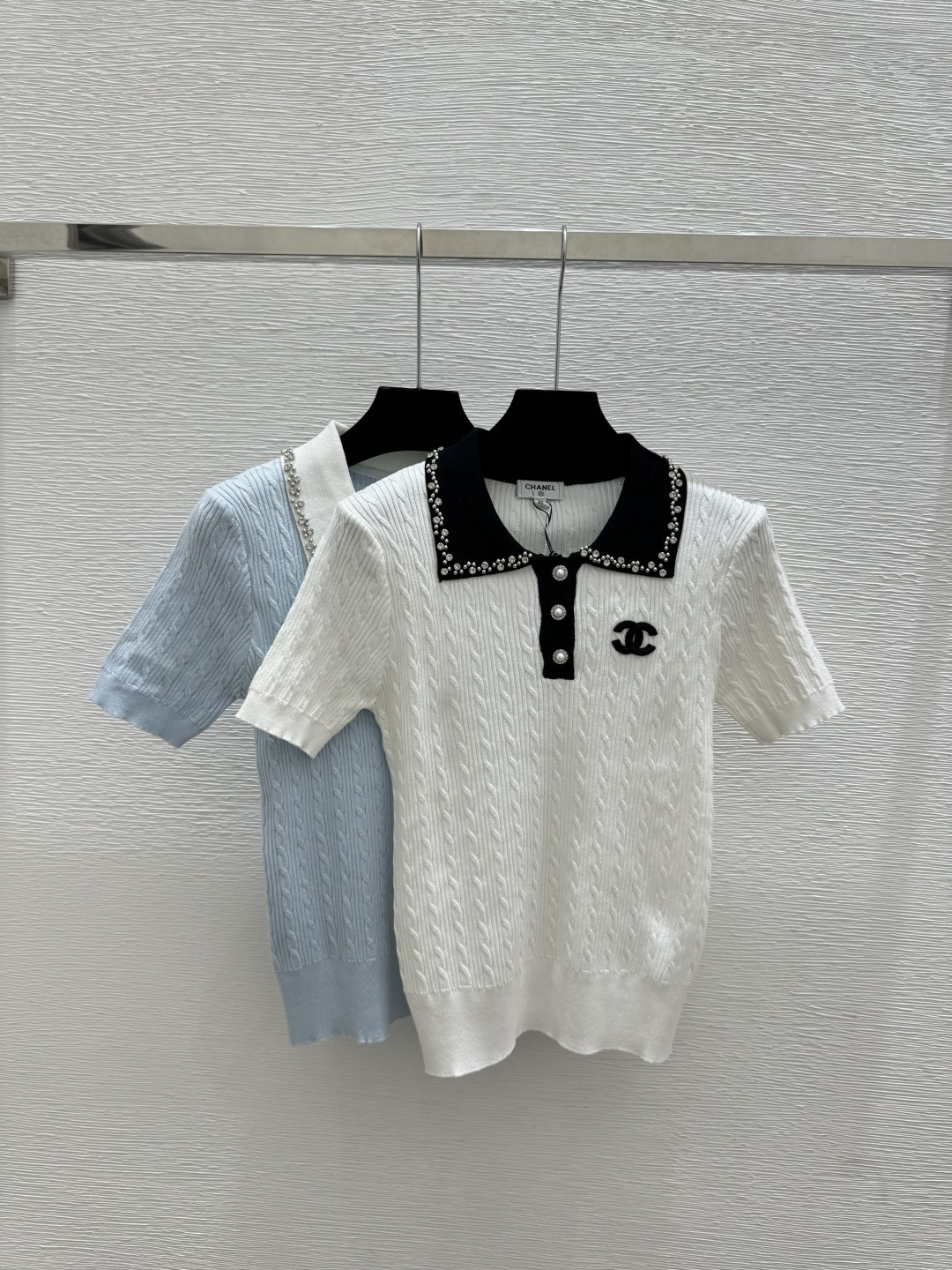 Chrome Hearts CH家 春夏新款 撞色钉珠翻领针织短袖