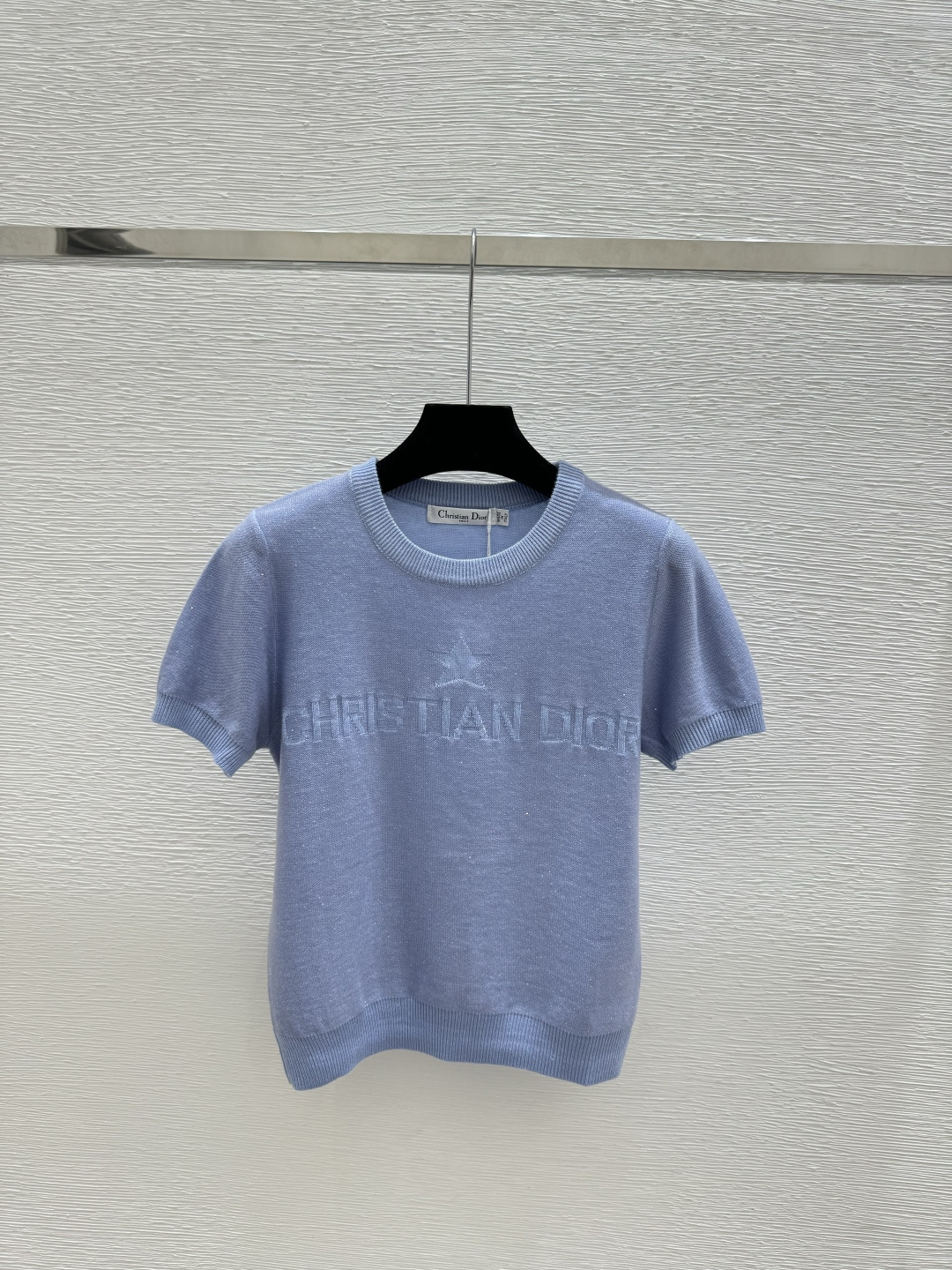 Dior D家 春夏新款 纯色五角星字母圆领针织短袖