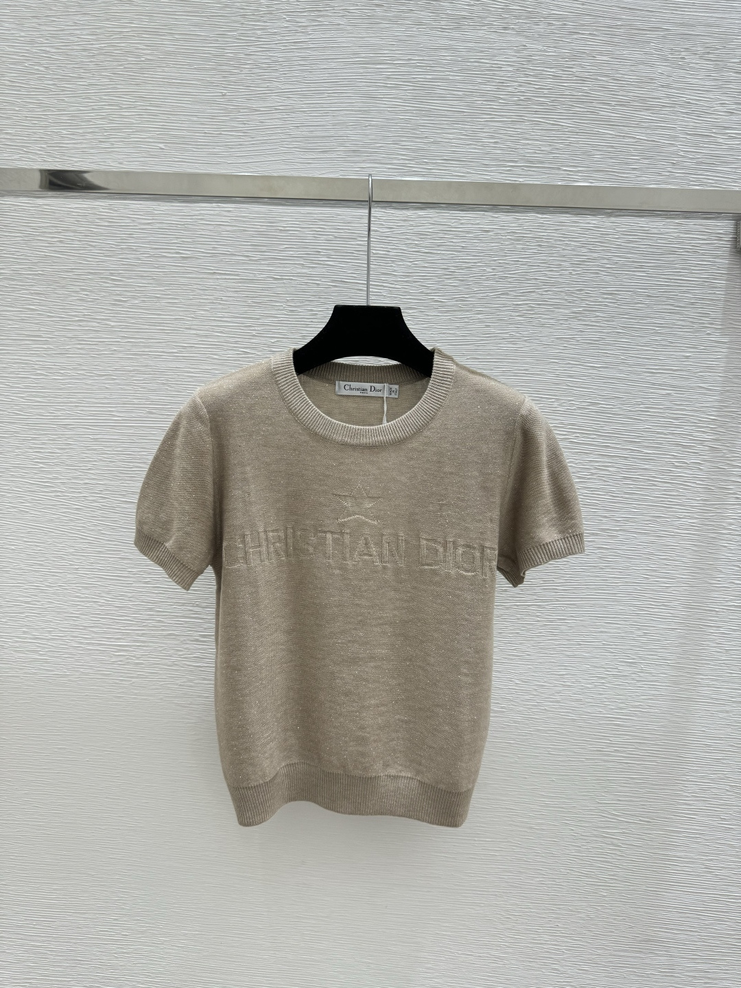 Dior D家 春夏新款 纯色五角星字母圆领针织短袖