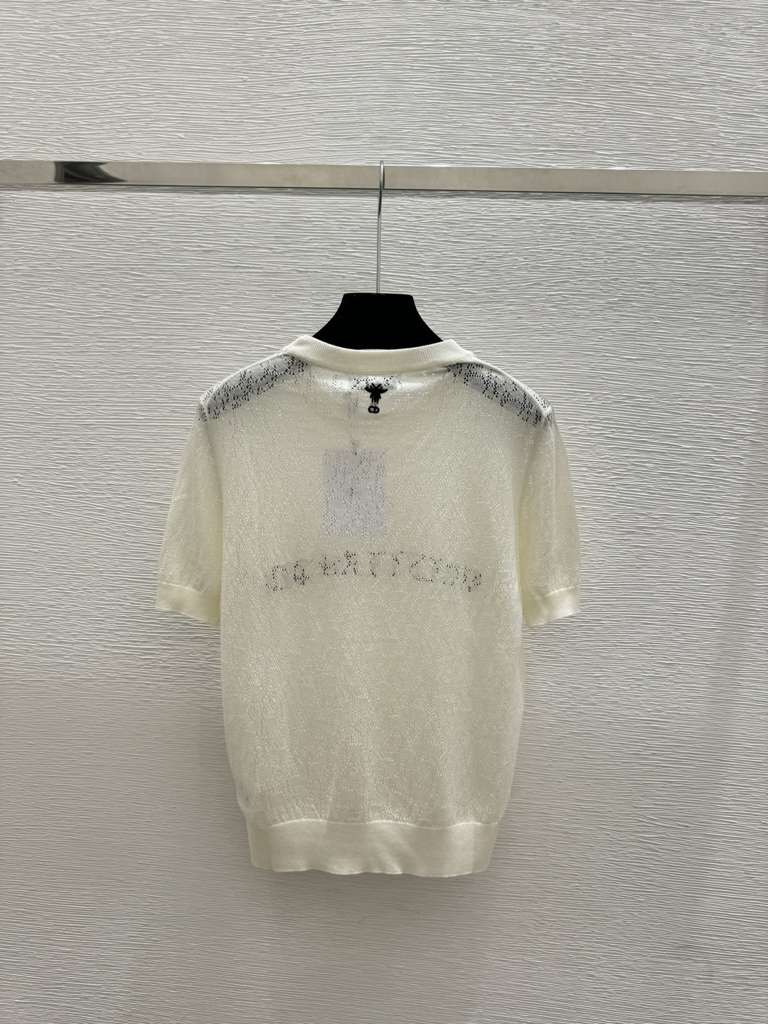 Dior D家 春夏新款 撞色五角星字母镂空圆领针织短袖