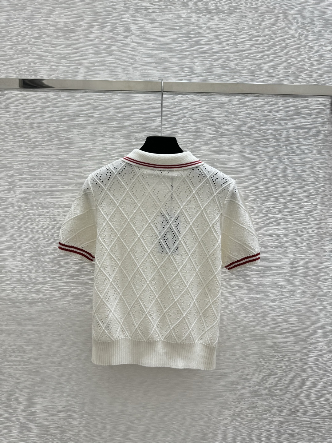 Fendi F家 春夏新款 撞色字母镂空翻领针织短袖