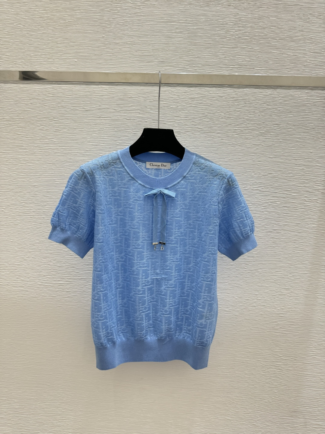 Dior D家 春夏新款 纯色老花字母圆领针织短袖