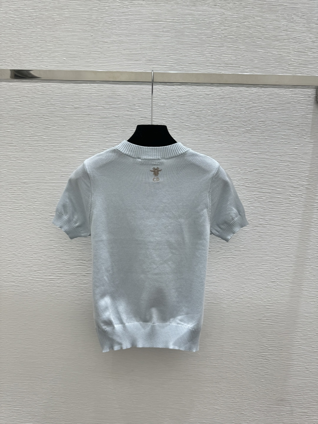 🆕D家🆕 春夏新款 撞色五角星圆领针织短袖颜色：白色 蓝色尺码：36.38.40