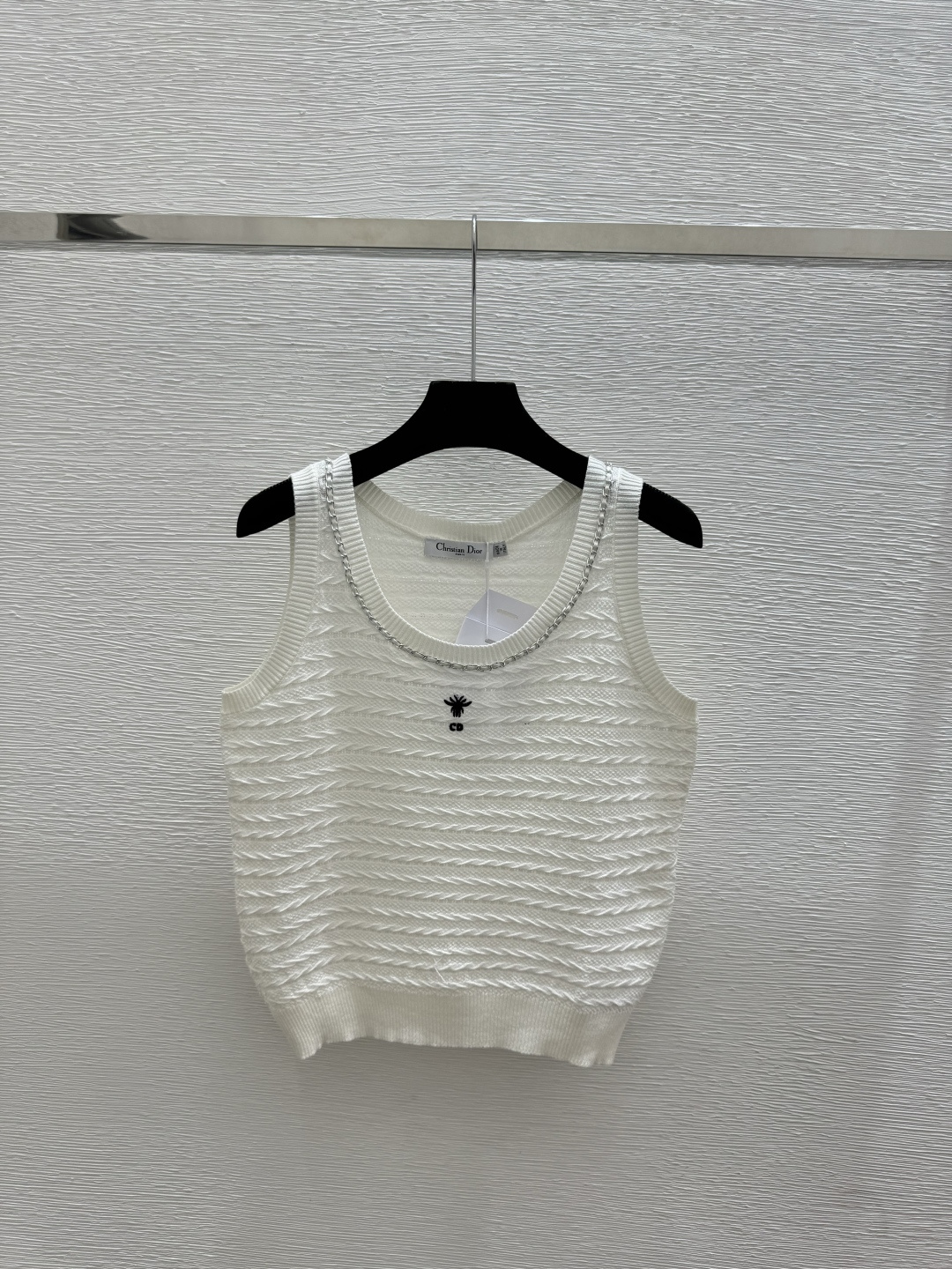 🆕D家🆕 春夏新款 纯色链条圆领针织背心颜色：白色 尺码：36.38.40