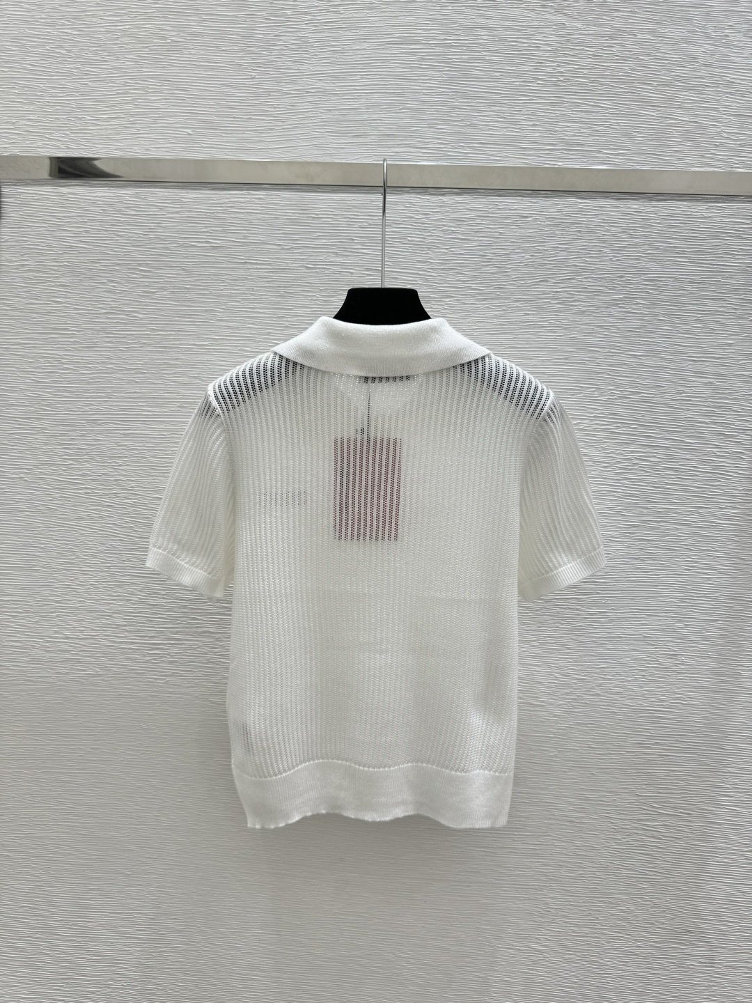 Miu Miu M家 春夏新款 纯色简约翻领镂空针织短袖