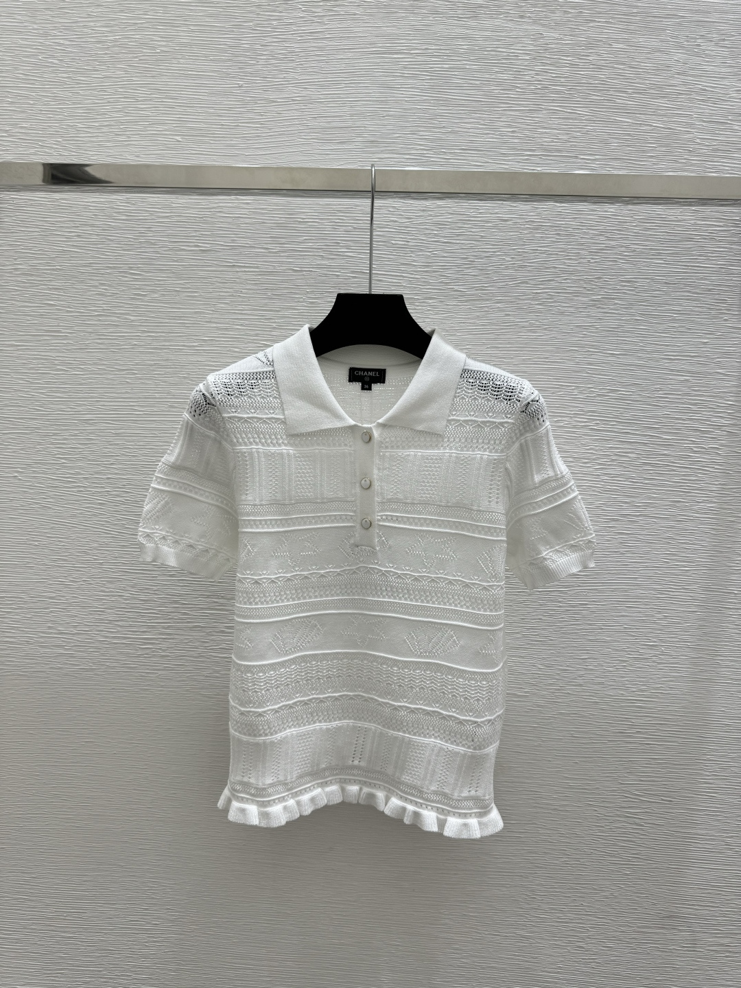 Chrome Hearts CH家 春夏新款 纯色简约镂空翻领针织短袖