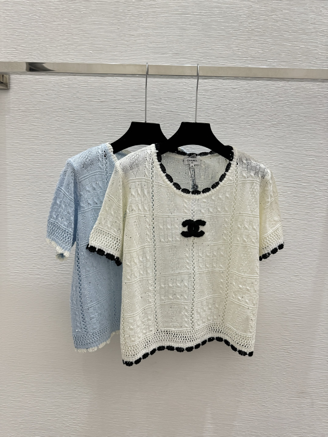 Chrome Hearts CH家 春夏新款 撞色简约镂空圆领针织短袖