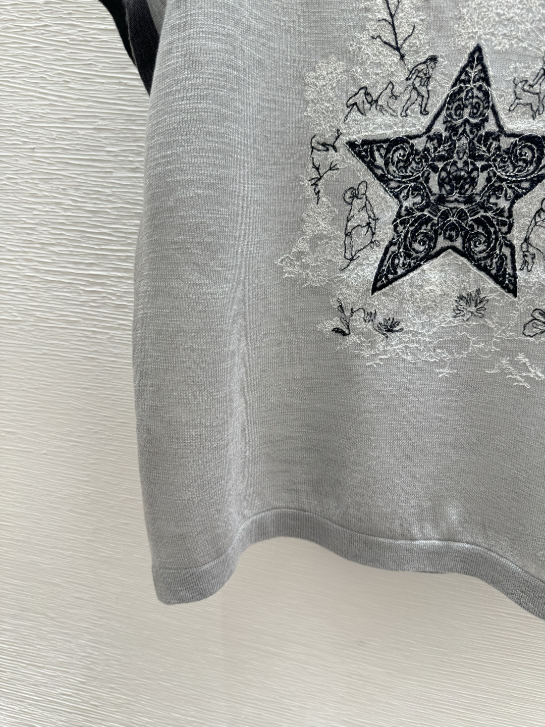 🆕D家🆕 春夏新款 撞色五角星圆领针织短袖颜色：灰色尺码：36.38.40