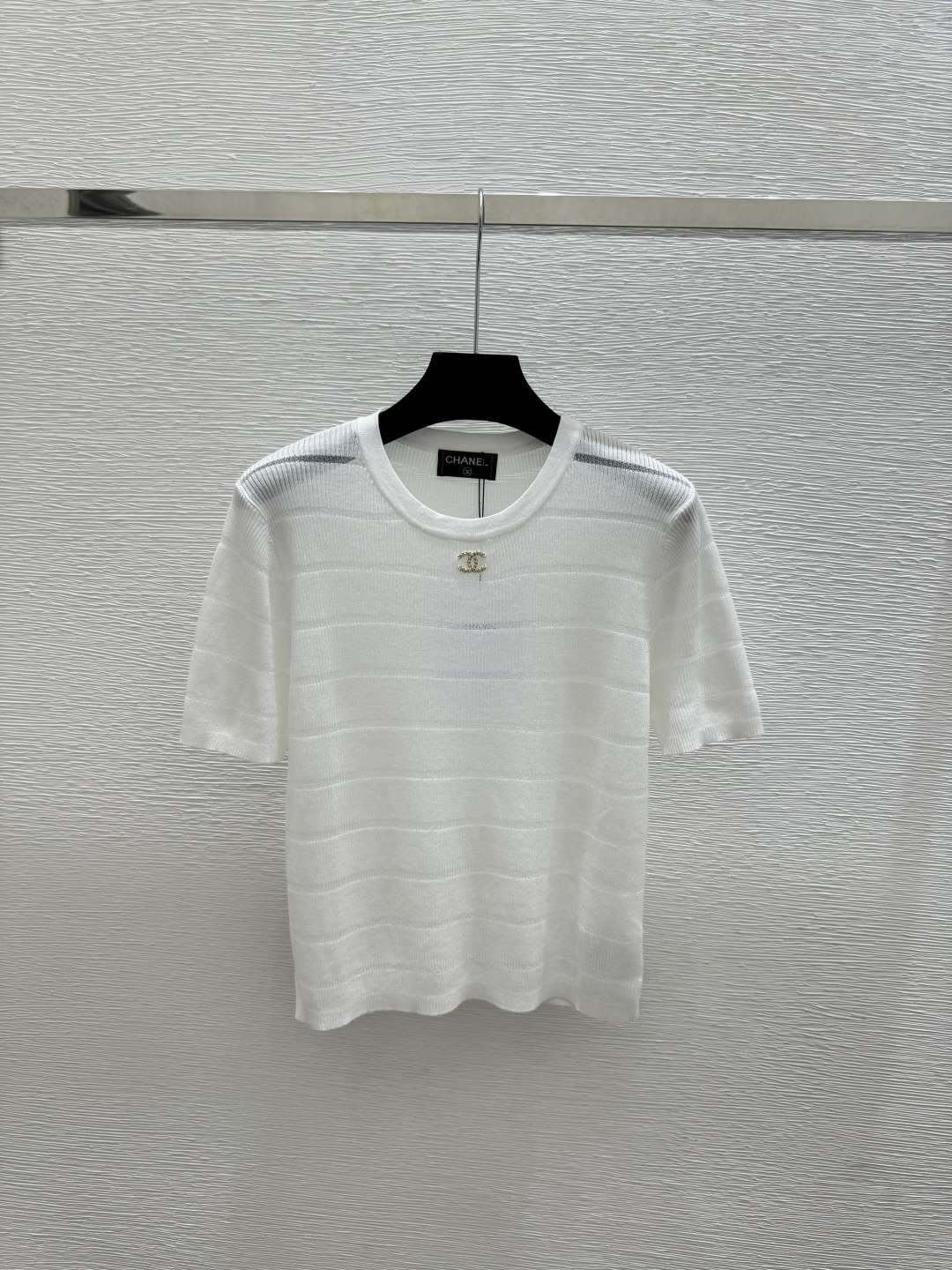 🆕CH家🆕 春夏新款 纯色简约圆领针织短袖颜色：白色 粉色 蓝色尺码：36.38.40