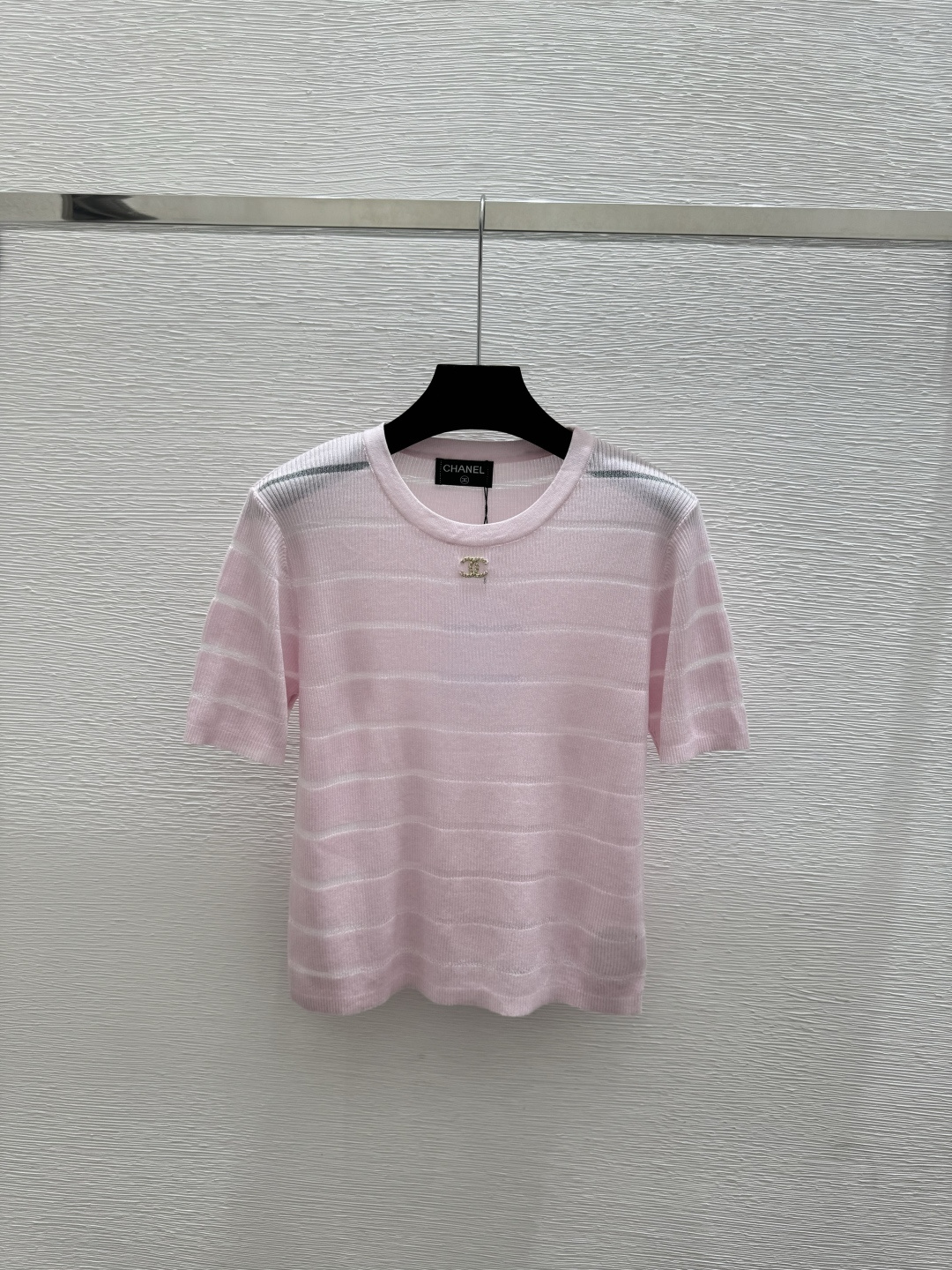 🆕CH家🆕 春夏新款 纯色简约圆领针织短袖颜色：白色 粉色 蓝色尺码：36.38.40