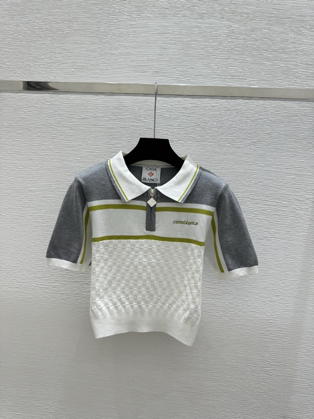 🆕CASA家🆕 春夏新款 撞色条纹翻领针织套装颜色：灰色尺码：36.38.40