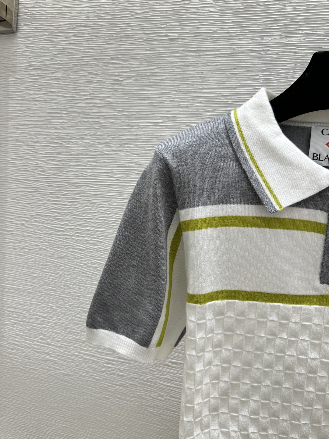 🆕CASA家🆕 春夏新款 撞色条纹翻领针织套装颜色：灰色尺码：36.38.40